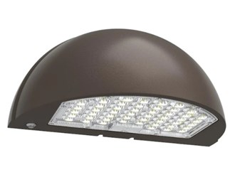 LED Semi-Circle Wall Pack, 10800 Lumen Max, CCT and Wattage Selectable, Integrated Photocell, 120-277V